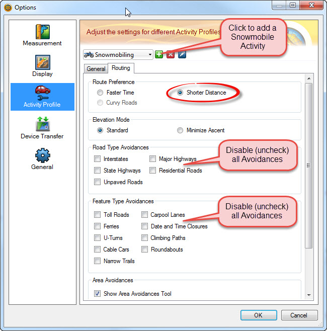 BaseCamp Activity Profile Routing Preferences Tab